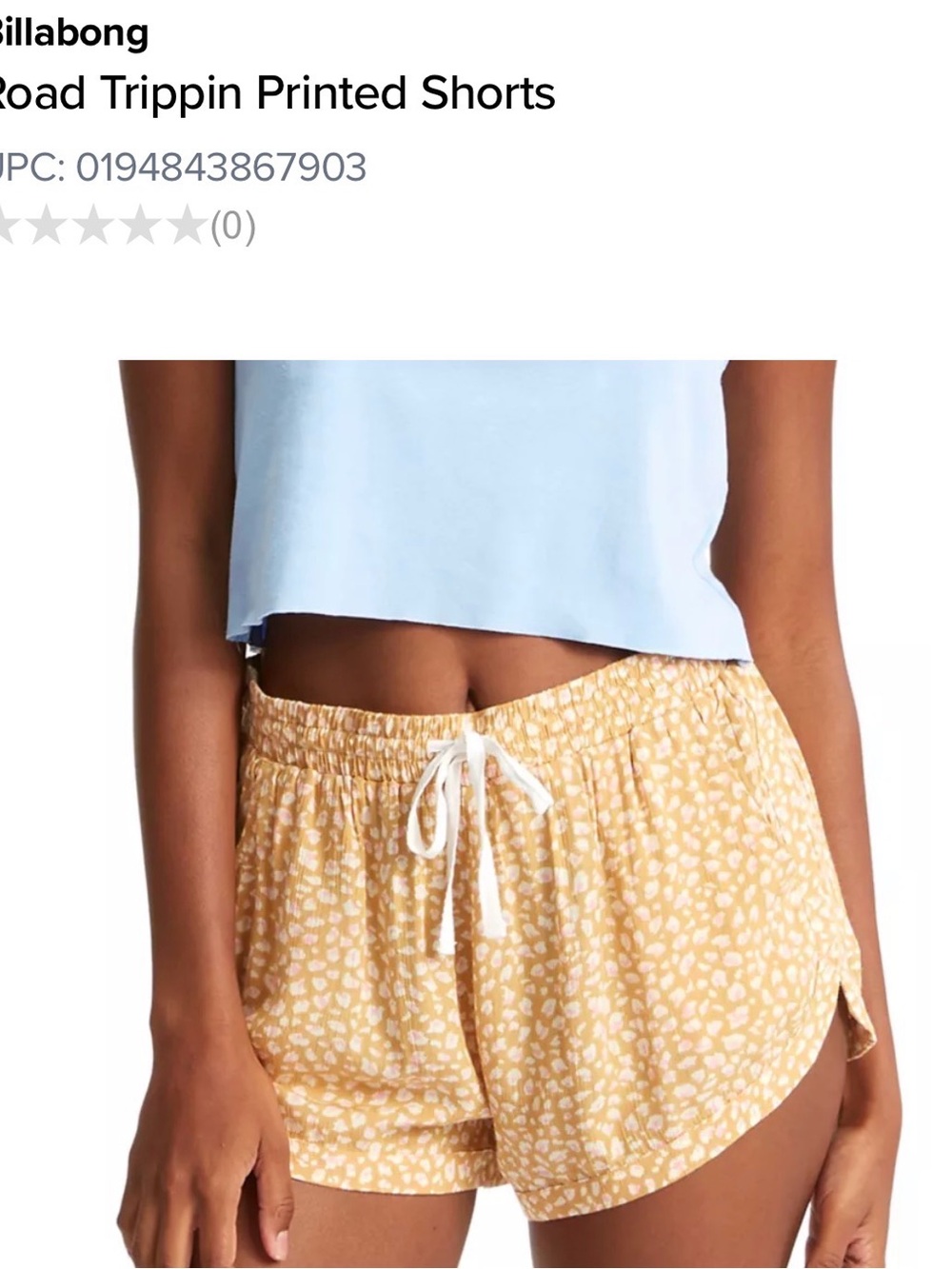 Billabong Yellow Printed Drawstring Lounge Shorts